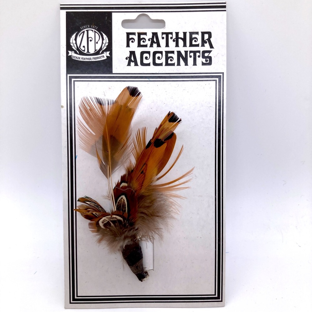 ZUCKER Feather - Feather Corsage Pin Brooch- Pheasant Plumage - Natural Long